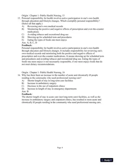 Test Bank for Community and Public Health Nursing: Evidence for Practice, 3rd Edition (Chapters 1-25) - Page 10 preview image