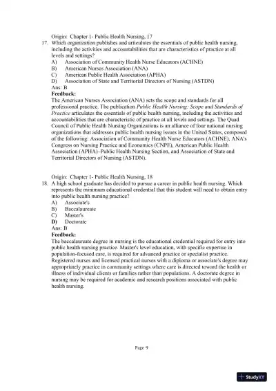 Test Bank for Community and Public Health Nursing: Evidence for Practice, 3rd Edition (Chapters 1-25) - Page 11 preview image