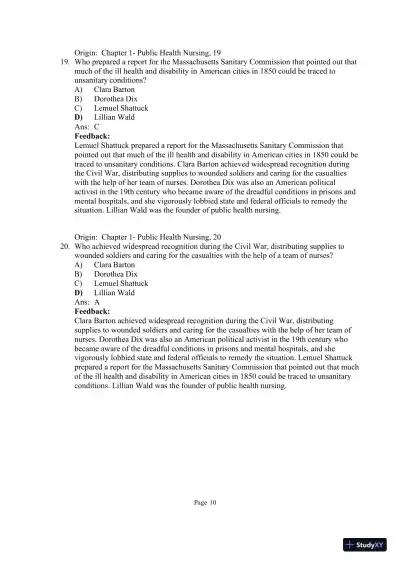 Test Bank for Community and Public Health Nursing: Evidence for Practice, 3rd Edition (Chapters 1-25) - Page 12 preview image