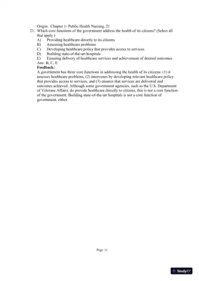 Test Bank for Community and Public Health Nursing: Evidence for Practice, 3rd Edition (Chapters 1-25) - Page 13 preview image
