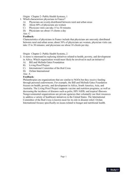 Test Bank for Community and Public Health Nursing: Evidence for Practice, 3rd Edition (Chapters 1-25) - Page 14 preview image