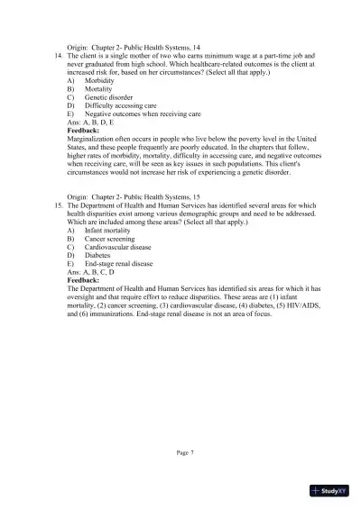 Test Bank for Community and Public Health Nursing: Evidence for Practice, 3rd Edition (Chapters 1-25) - Page 20 preview image