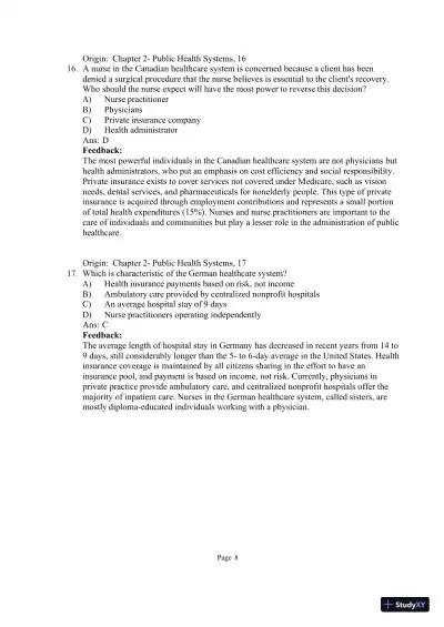 Test Bank for Community and Public Health Nursing: Evidence for Practice, 3rd Edition (Chapters 1-25) - Page 21 preview image