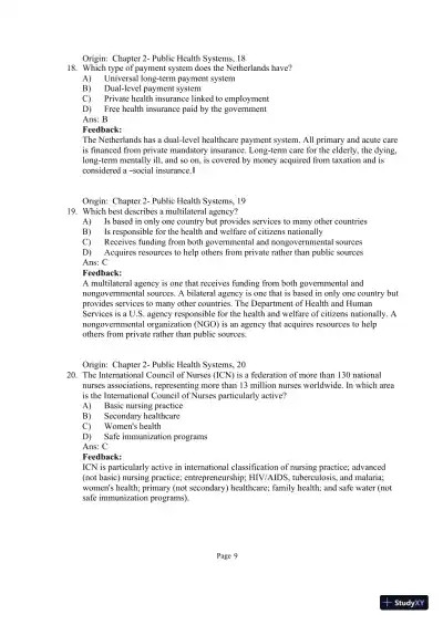 Test Bank for Community and Public Health Nursing: Evidence for Practice, 3rd Edition (Chapters 1-25) - Page 22 preview image