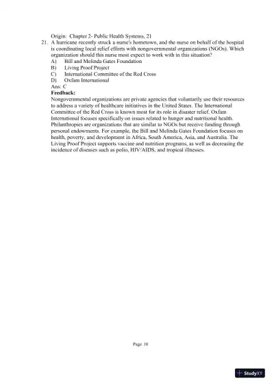 Test Bank for Community and Public Health Nursing: Evidence for Practice, 3rd Edition (Chapters 1-25) - Page 23 preview image
