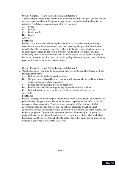 Test Bank for Community and Public Health Nursing: Evidence for Practice, 3rd Edition (Chapters 1-25) - Page 24 preview image