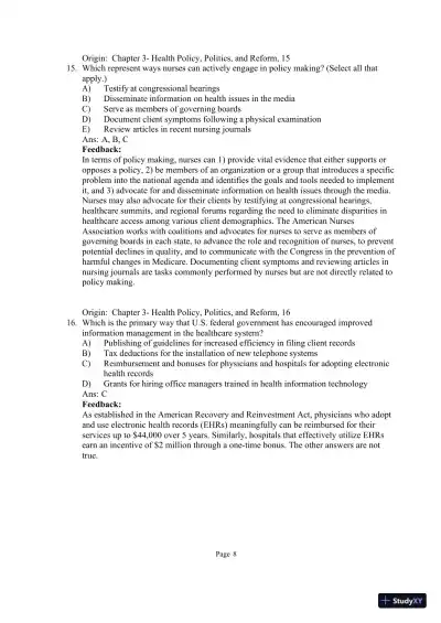 Test Bank for Community and Public Health Nursing: Evidence for Practice, 3rd Edition (Chapters 1-25) - Page 31 preview image