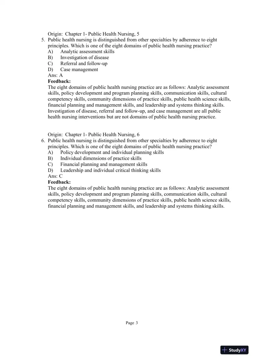 Test Bank for Community and Public Health Nursing: Evidence for Practice, 3rd Edition (Chapters 1-25), page 5