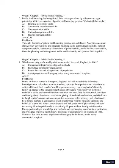 Test Bank for Community and Public Health Nursing: Evidence for Practice, 3rd Edition (Chapters 1-25) - Page 6 preview image