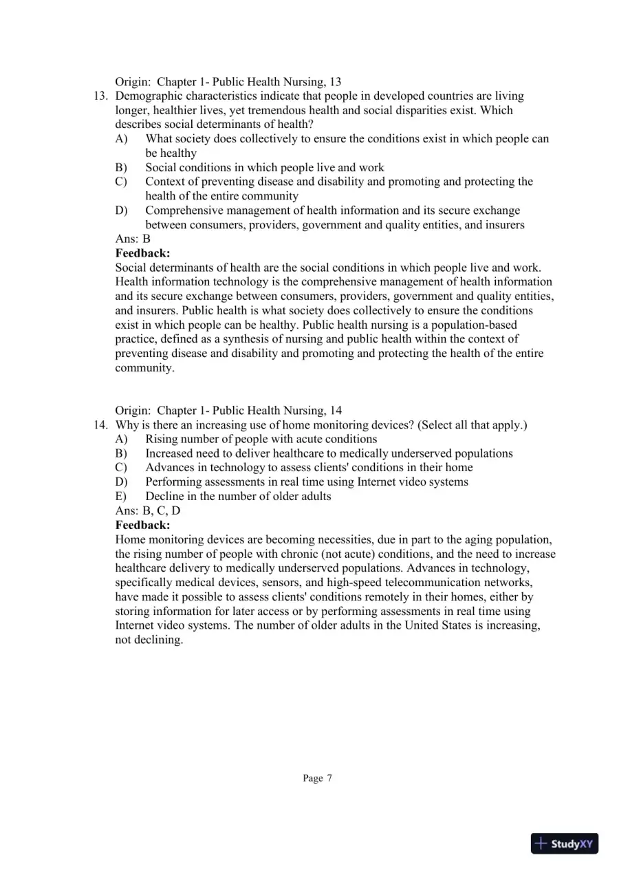 Test Bank for Community and Public Health Nursing: Evidence for Practice, 3rd Edition (Chapters 1-25), page 9