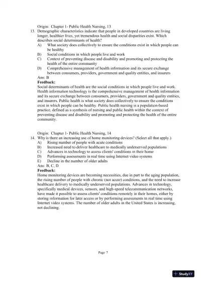 Test Bank for Community and Public Health Nursing: Evidence for Practice, 3rd Edition (Chapters 1-25) - Page 9 preview image
