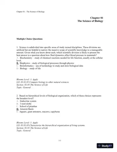 Test Bank For Biology, 10th Edition� - Page 1 preview image