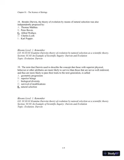 Test Bank For Biology, 10th Edition� - Page 10 preview image