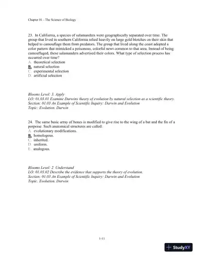 Test Bank For Biology, 10th Edition� - Page 12 preview image