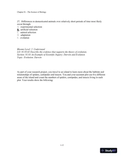 Test Bank For Biology, 10th Edition� - Page 14 preview image