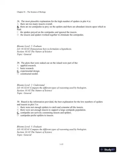 Test Bank For Biology, 10th Edition� - Page 16 preview image