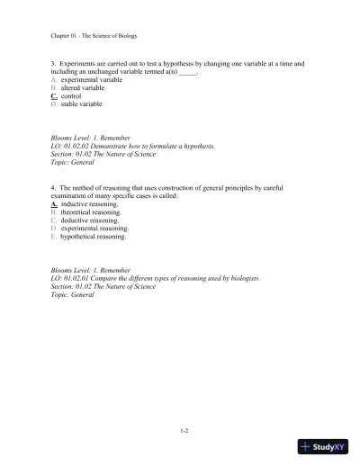 Test Bank For Biology, 10th Edition� - Page 3 preview image
