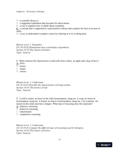Test Bank For Biology, 10th Edition� - Page 5 preview image