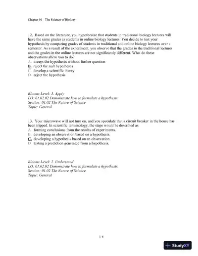 Test Bank For Biology, 10th Edition� - Page 7 preview image