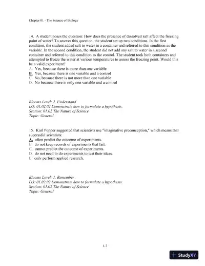 Test Bank For Biology, 10th Edition� - Page 8 preview image