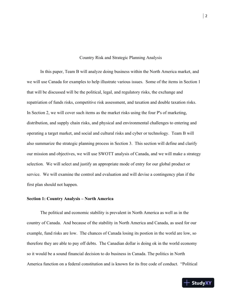 MGT 448 Country Risk and Strategic Planning Analysis, page 3