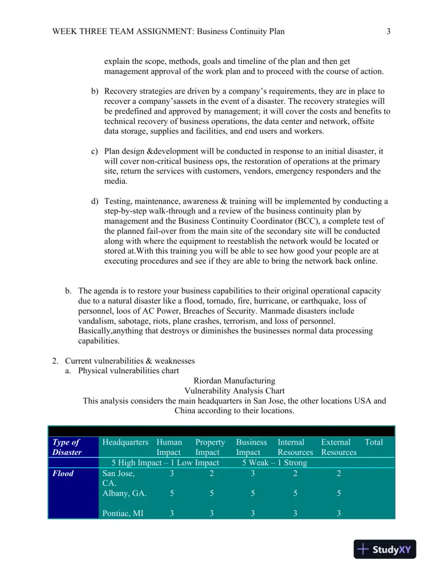 NTC/411 Week Three Team Assignment: Business Continuity Plan, page 4