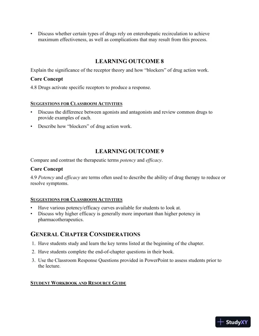 Class Notes for Core Concepts in Pharmacology, 5th Edition, page 20