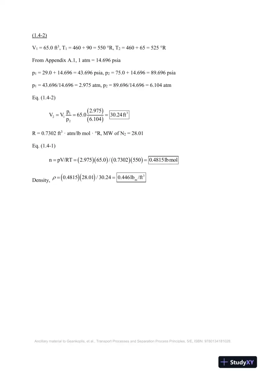 Solution Manual for Transport Processes and Separation Process Principles, 5th Edition, page 11