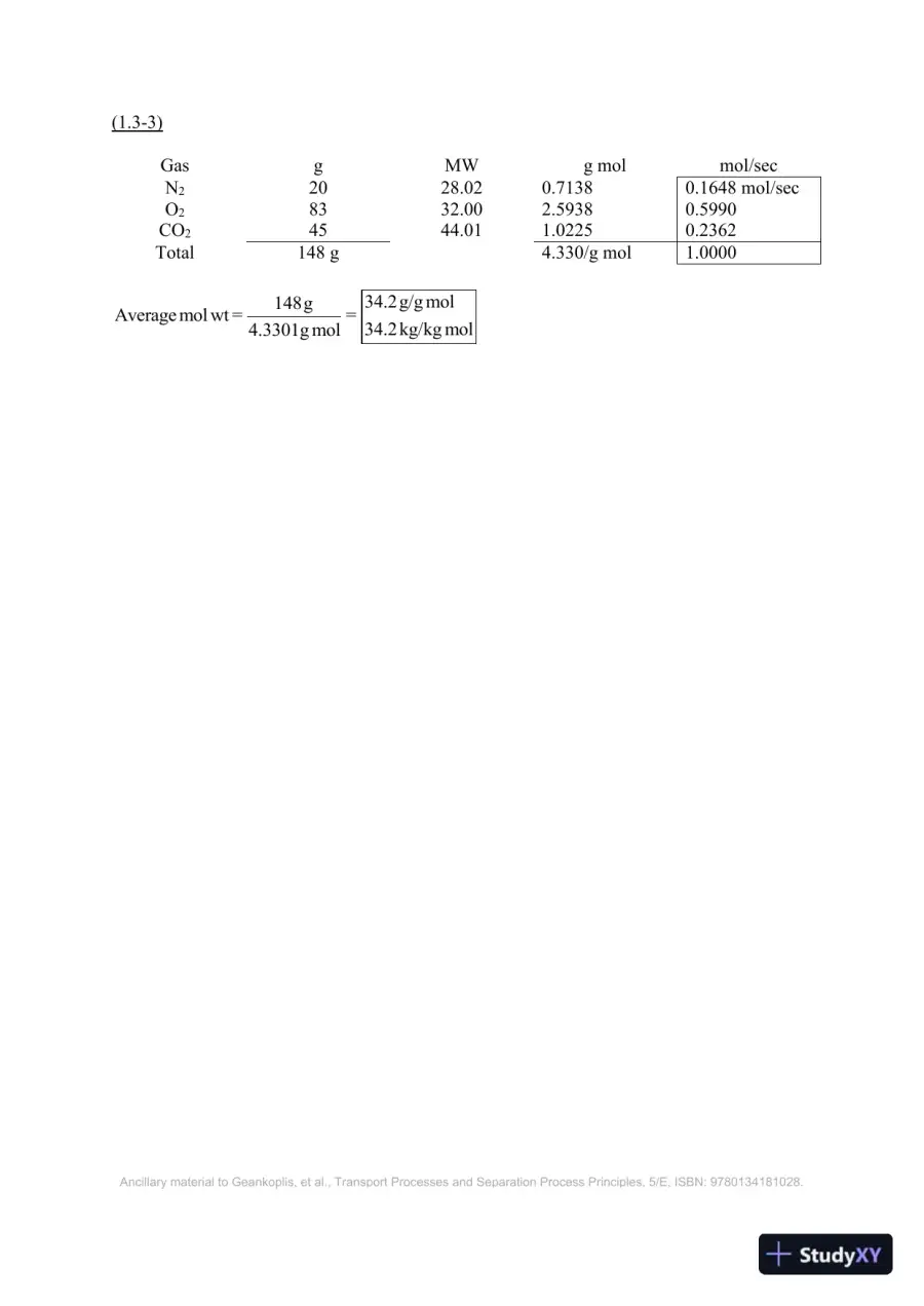 Solution Manual for Transport Processes and Separation Process Principles, 5th Edition, page 7