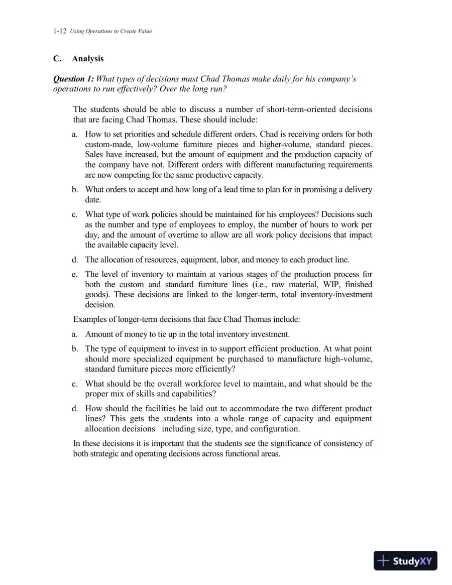 Operations Management: Processes And Supply Chains, 12th Edition Solution Manual, page 14