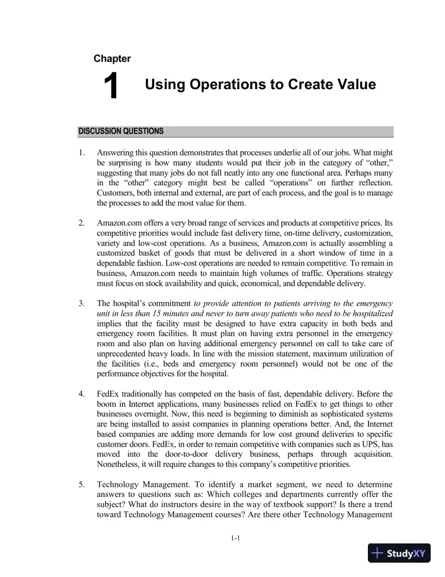 Operations Management: Processes And Supply Chains, 12th Edition Solution Manual, page 3