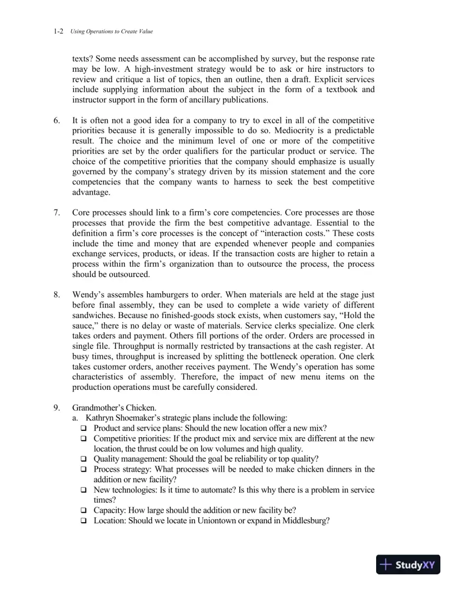 Operations Management: Processes And Supply Chains, 12th Edition Solution Manual, page 4