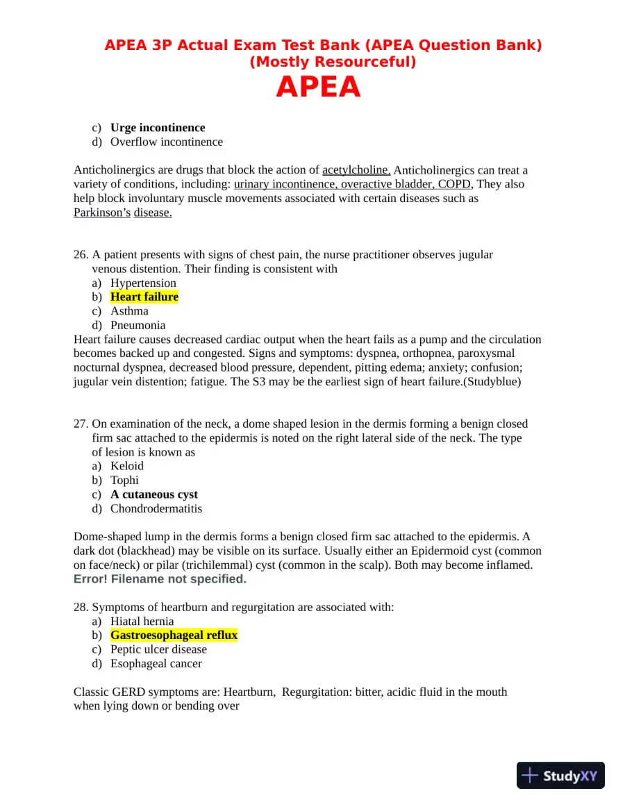 APEA 3p Actual Exam Test Bank with Answers (157 Solved Questions), page 10