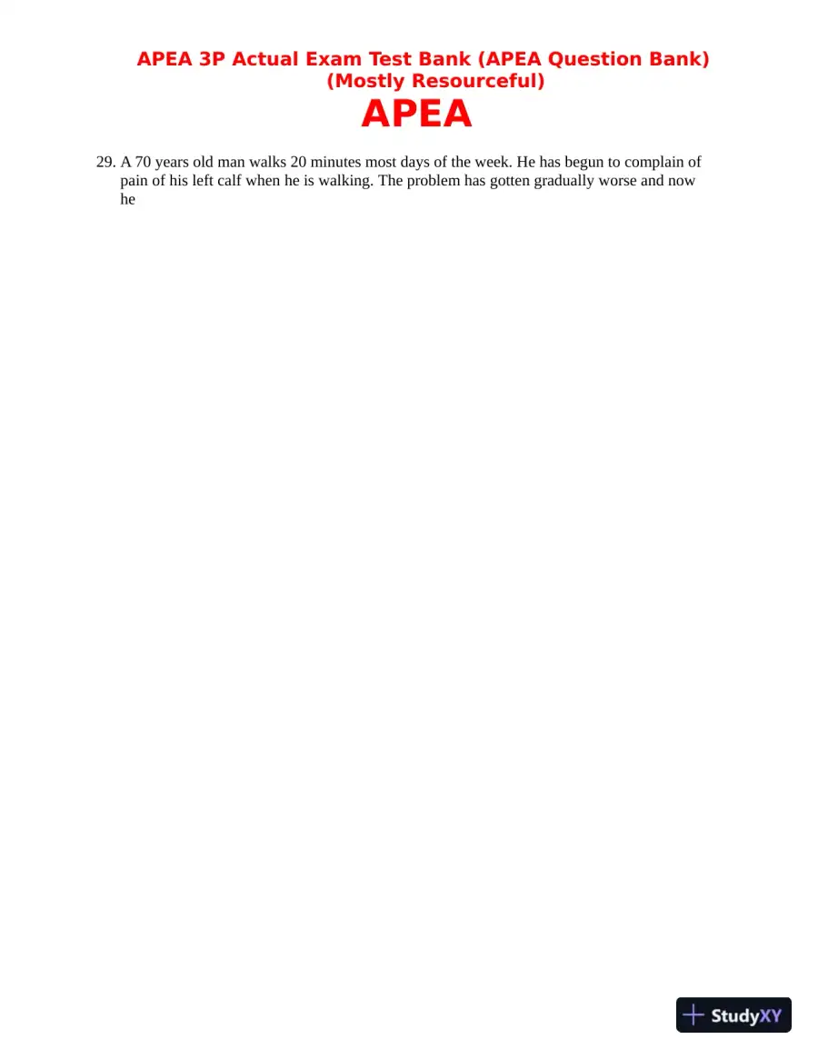APEA 3p Actual Exam Test Bank with Answers (157 Solved Questions), page 11