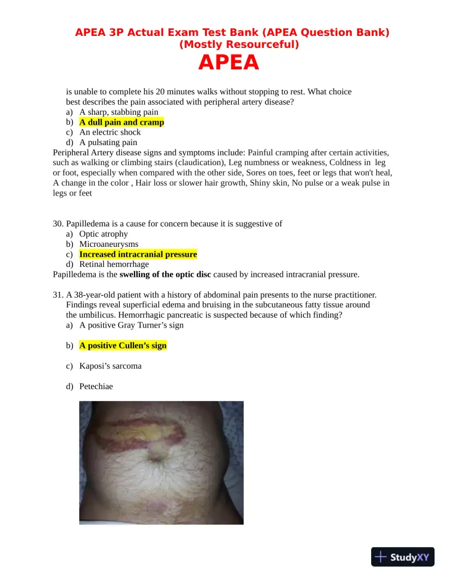 APEA 3p Actual Exam Test Bank with Answers (157 Solved Questions), page 12
