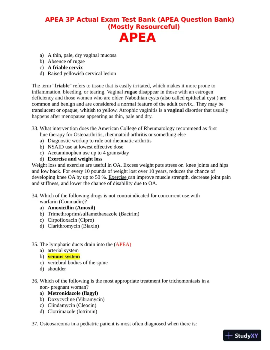 APEA 3p Actual Exam Test Bank with Answers (157 Solved Questions), page 14