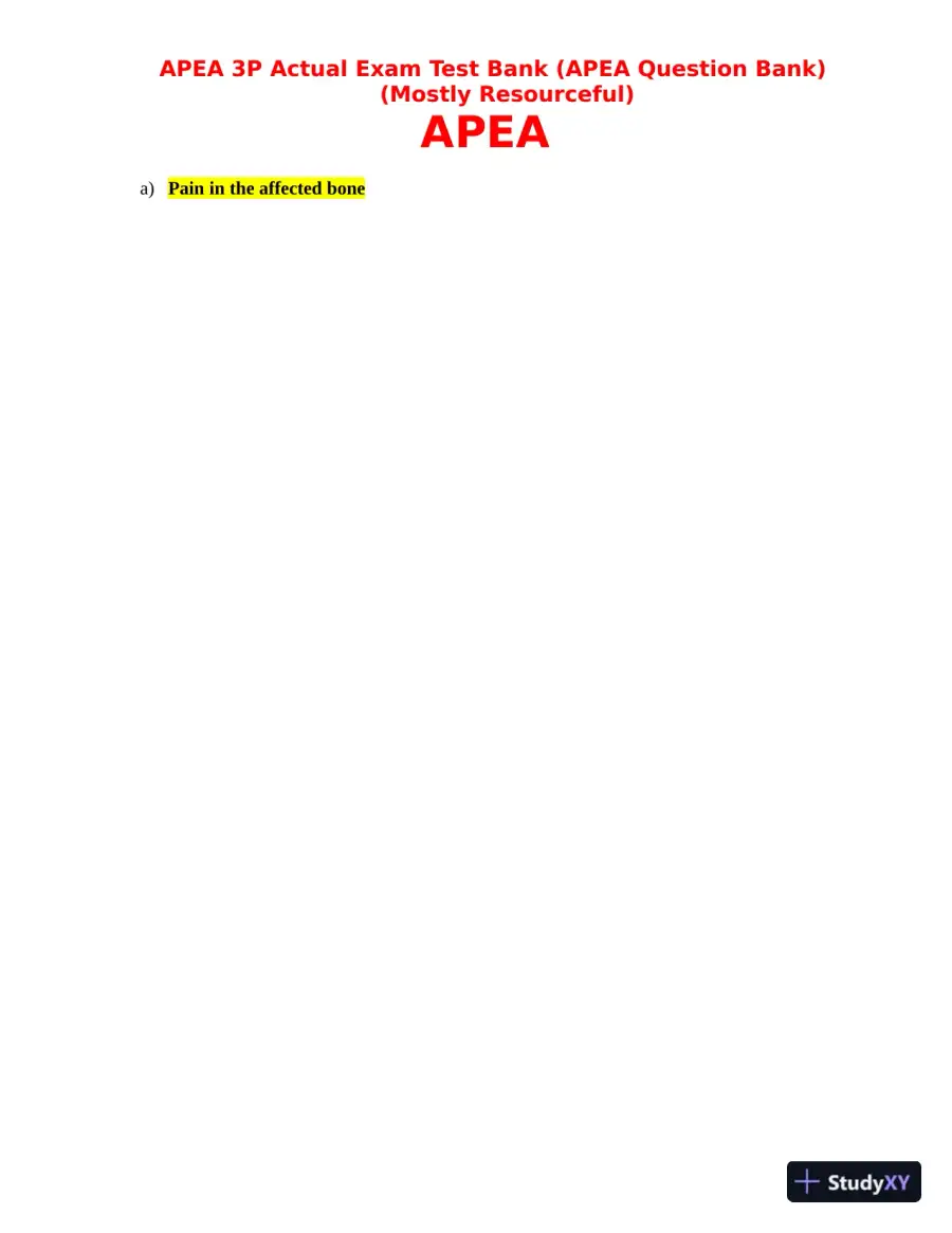 APEA 3p Actual Exam Test Bank with Answers (157 Solved Questions), page 15