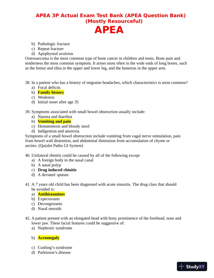 APEA 3p Actual Exam Test Bank with Answers (157 Solved Questions), page 16