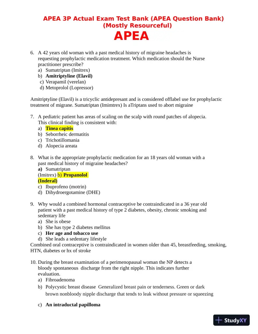 APEA 3p Actual Exam Test Bank with Answers (157 Solved Questions), page 3