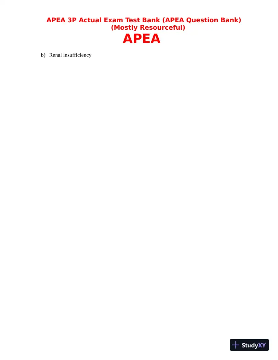 APEA 3p Actual Exam Test Bank with Answers (157 Solved Questions), page 9