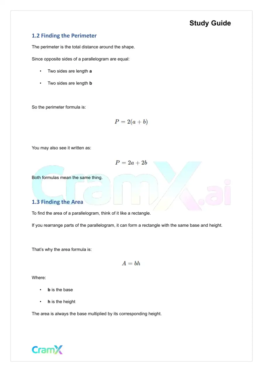 Geometry - Perimeter and Area, page 2