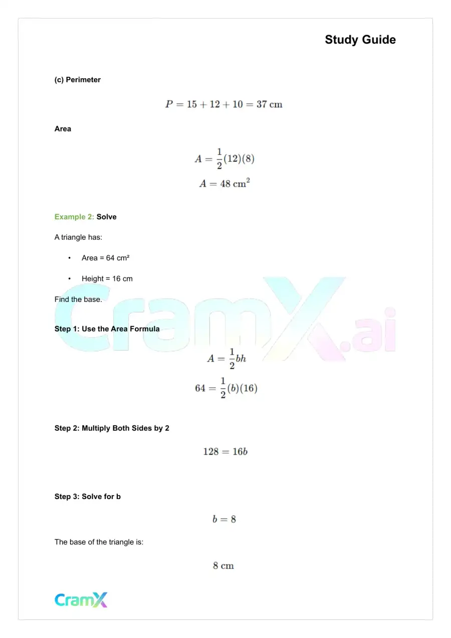 Geometry - Perimeter and Area, page 7