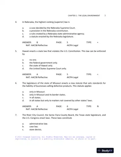 Business Law Today, Standard Edition, 9th Edition Test Bank - Page 10 preview image