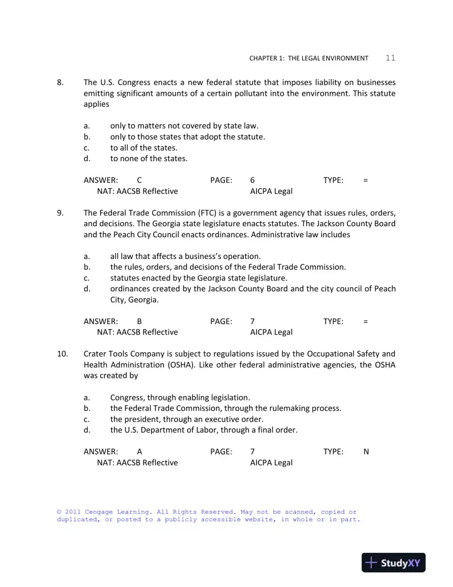 Business Law Today, Standard Edition, 9th Edition Test Bank, page 12