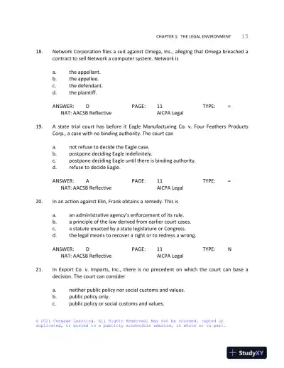 Business Law Today, Standard Edition, 9th Edition Test Bank - Page 16 preview image
