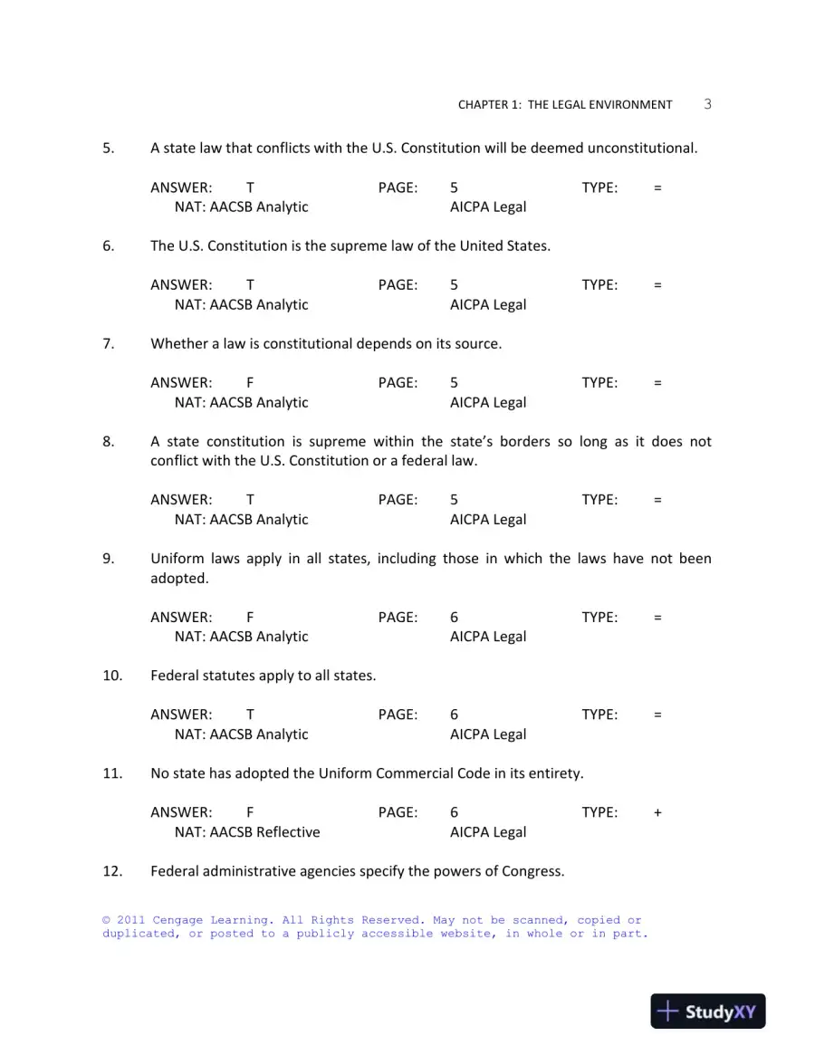 Business Law Today, Standard Edition, 9th Edition Test Bank, page 4