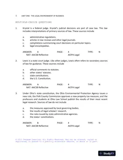 Business Law Today, Standard Edition, 9th Edition Test Bank - Page 9 preview image