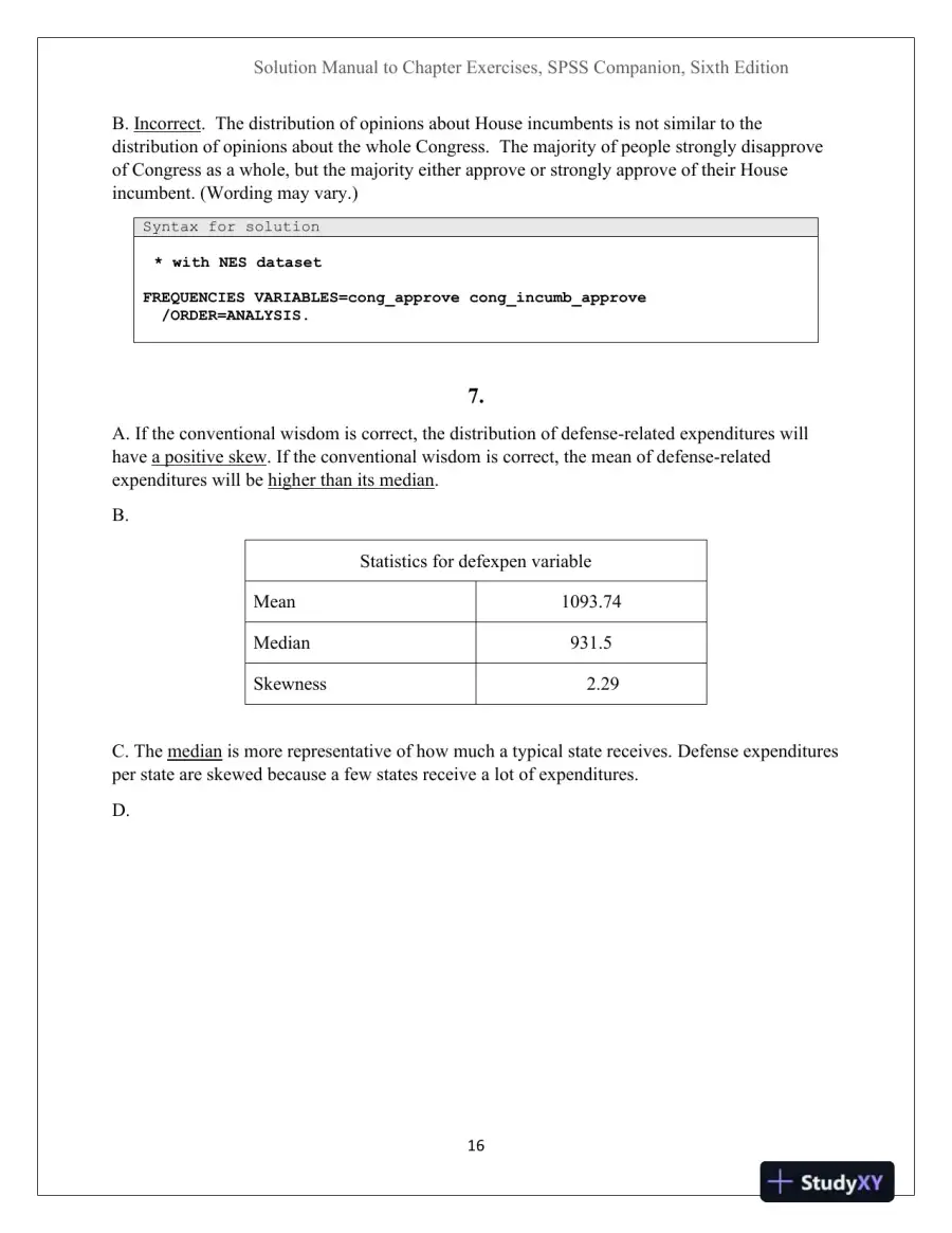 Solution Manual For An IBM SPSS Companion to Political Analysis, 6th Edition, page 16