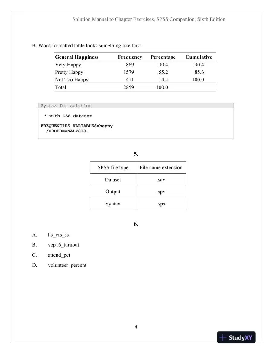 Solution Manual For An IBM SPSS Companion to Political Analysis, 6th Edition, page 4