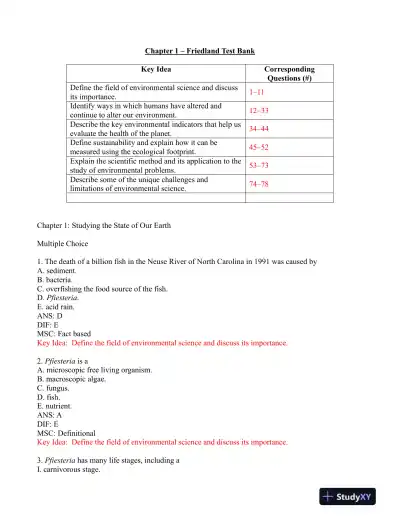 Environmental Science: Foundations and Applications 1st Edition Test Bank - Page 1 preview image